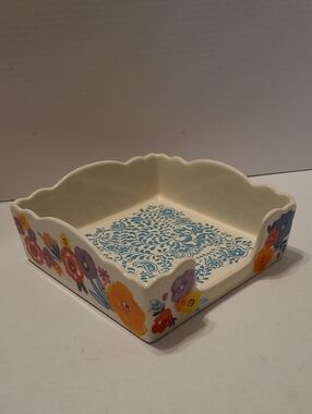 Pioneer Woman Flea Market Floral 7 in Square Napkin Holder Country Farmhouse